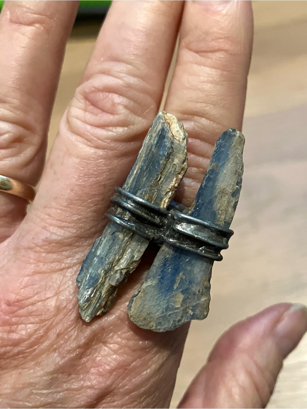 Handcrafted Blue Kyanite Double-Stone Statement Ring